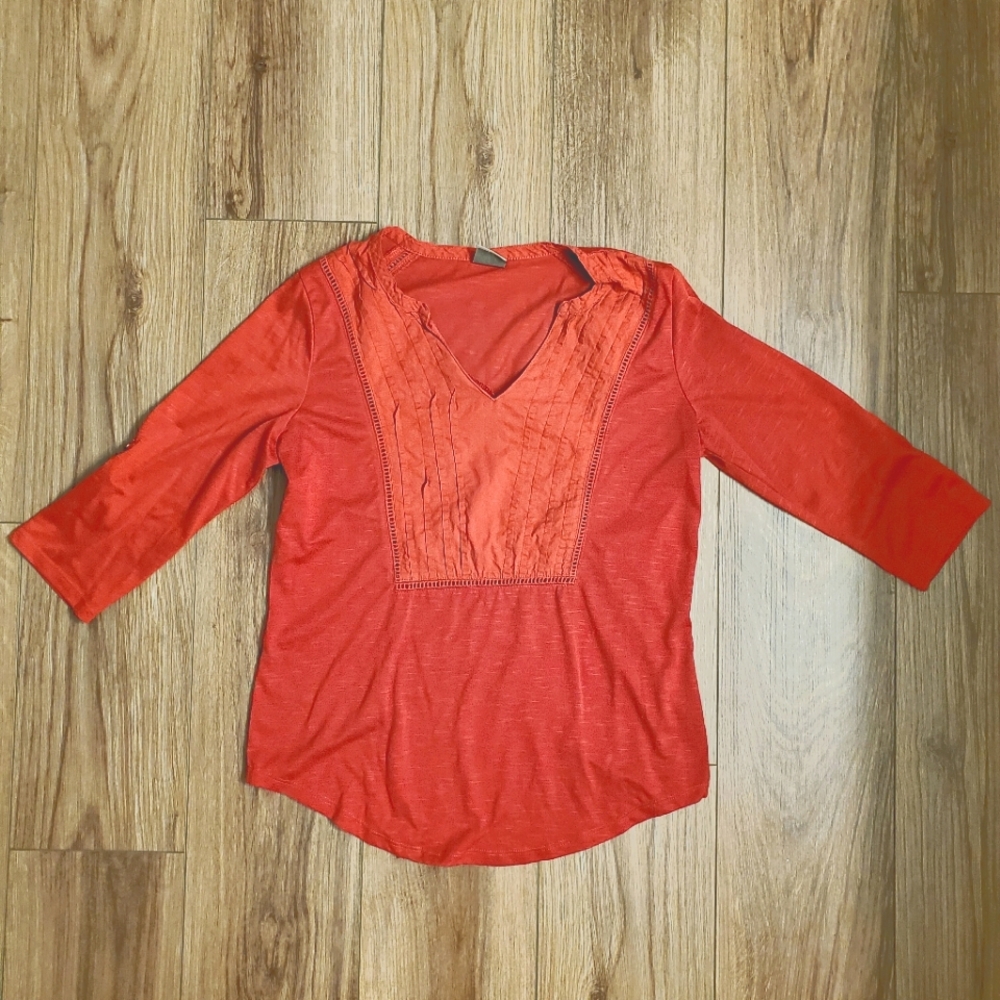 Women's burnt orange eyelet lace Trail top